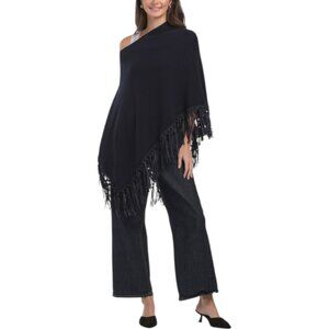 TESMA Cashmere Blend Poncho With Suede Fringes